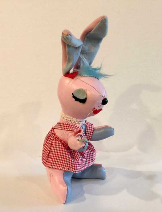 Vintage Vinyl Bunny Rabbit Toy Faux Leather Sawdust Filled Etsy