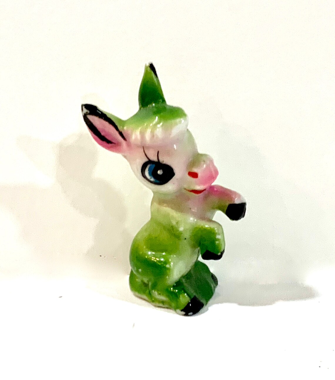 Mini Donkey Figurine Big Eye Donkey Green Donkey Etsy