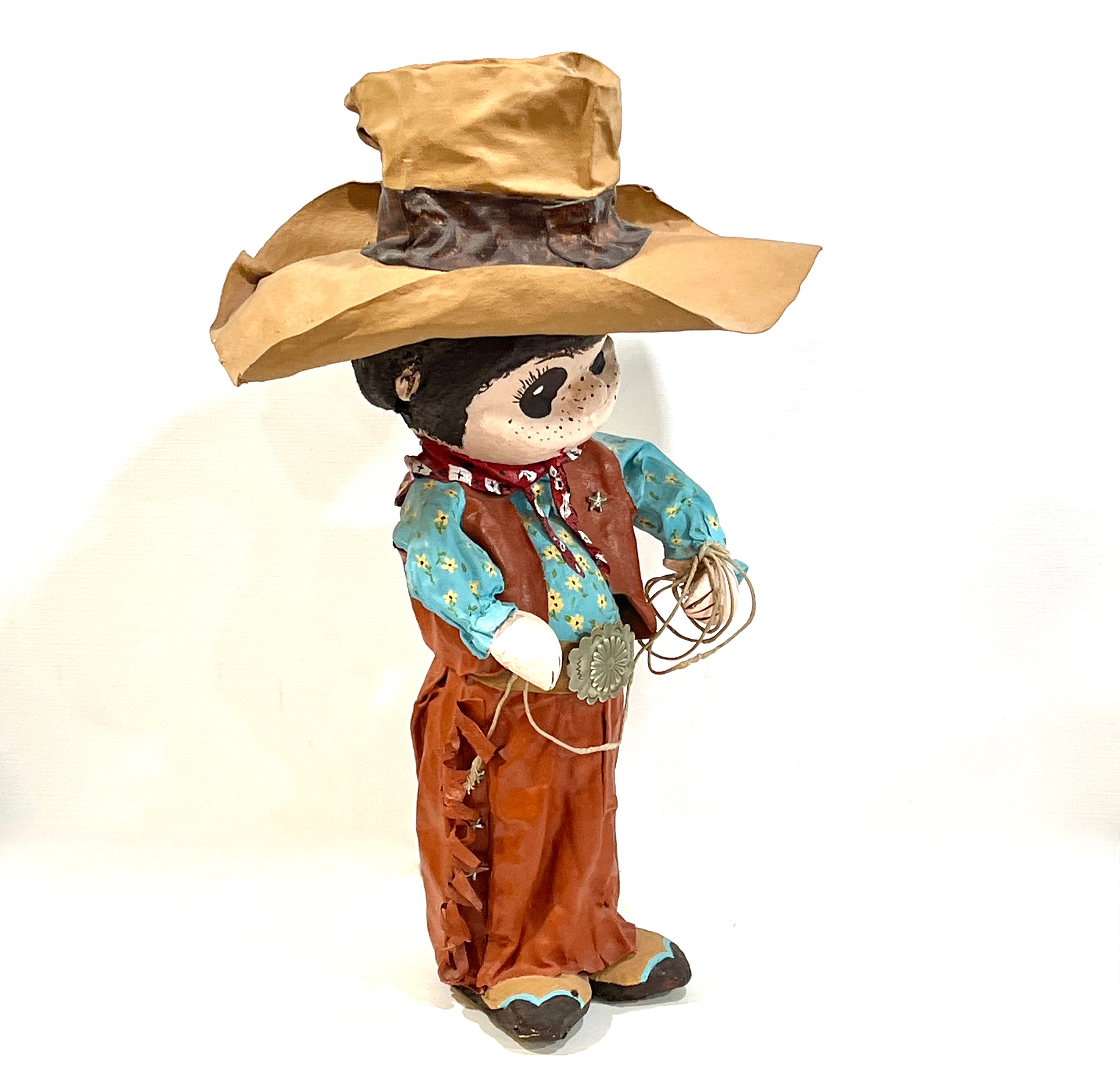 1970’s Cowboy Doll Paper Mâché and Glass Soda Bottle Big - Etsy