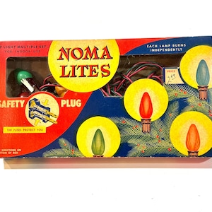 Vintage jul, NOMA ljusslinga, originallåda, 7 ljus, tillverkad i USA, inomhusset
