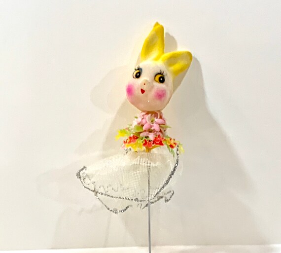 Kitschy Bunny Bunny BALLERINA Girl Bunny Flocked Yellow Etsy