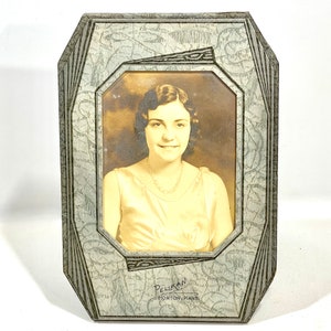 Photo pour armoire ancienne, sépia des années 1920, portrait de femme, cadre pour papier cartonné, studio Pelikan, Horton Ks, photo de collection, photo sépia