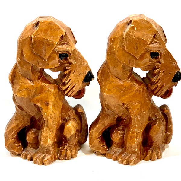 Vintage Carved Hound Dogs, Wood Bookends, Burwood Products USA, Circa 1930s 1940s, Book Lover, Granny Chic