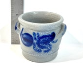Rowe Pottery Works Salt Glazed, Blue and Gray, Stoneware crock, Two Handled Crock, Handmade Pottery, Made in USA, Gift Idea