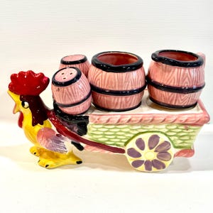 1950s Rooster Cart Condiment Set, Relco Japan Ceramic Tableware