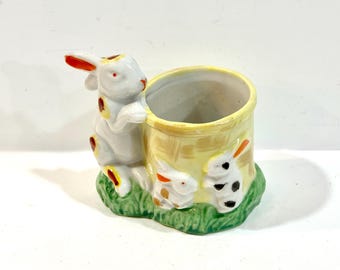 ヴィンテージ東洋日本製イースターバニーつまようじホルダー / ピンク