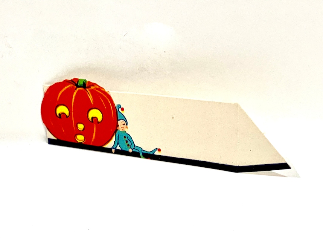 Vintage Halloween, ELF Jack O Lantern, Unused Place Card, Die Cut ...