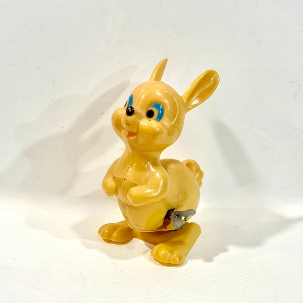 Vintage Wind Up Bunny,  Plastic Rabbit,  Wind Up Toy,  Hopping Bunny Rabbit,  Easter Unlimited Inc, Hong Kong, 1960s Era, Easter Unlimited