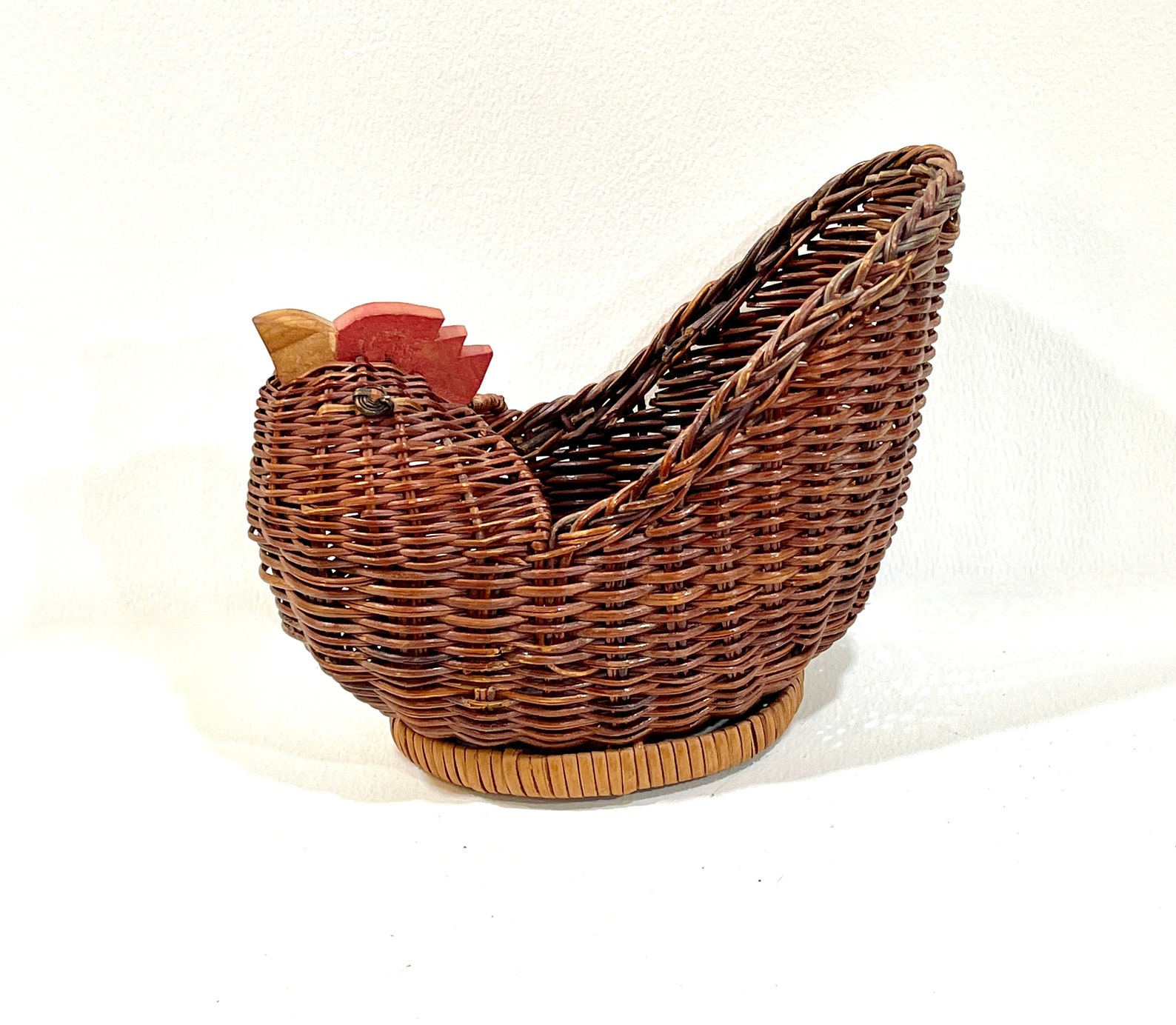 Vintage Kitchen Wicker Chicken Rattan Basket Woven Basket Etsy