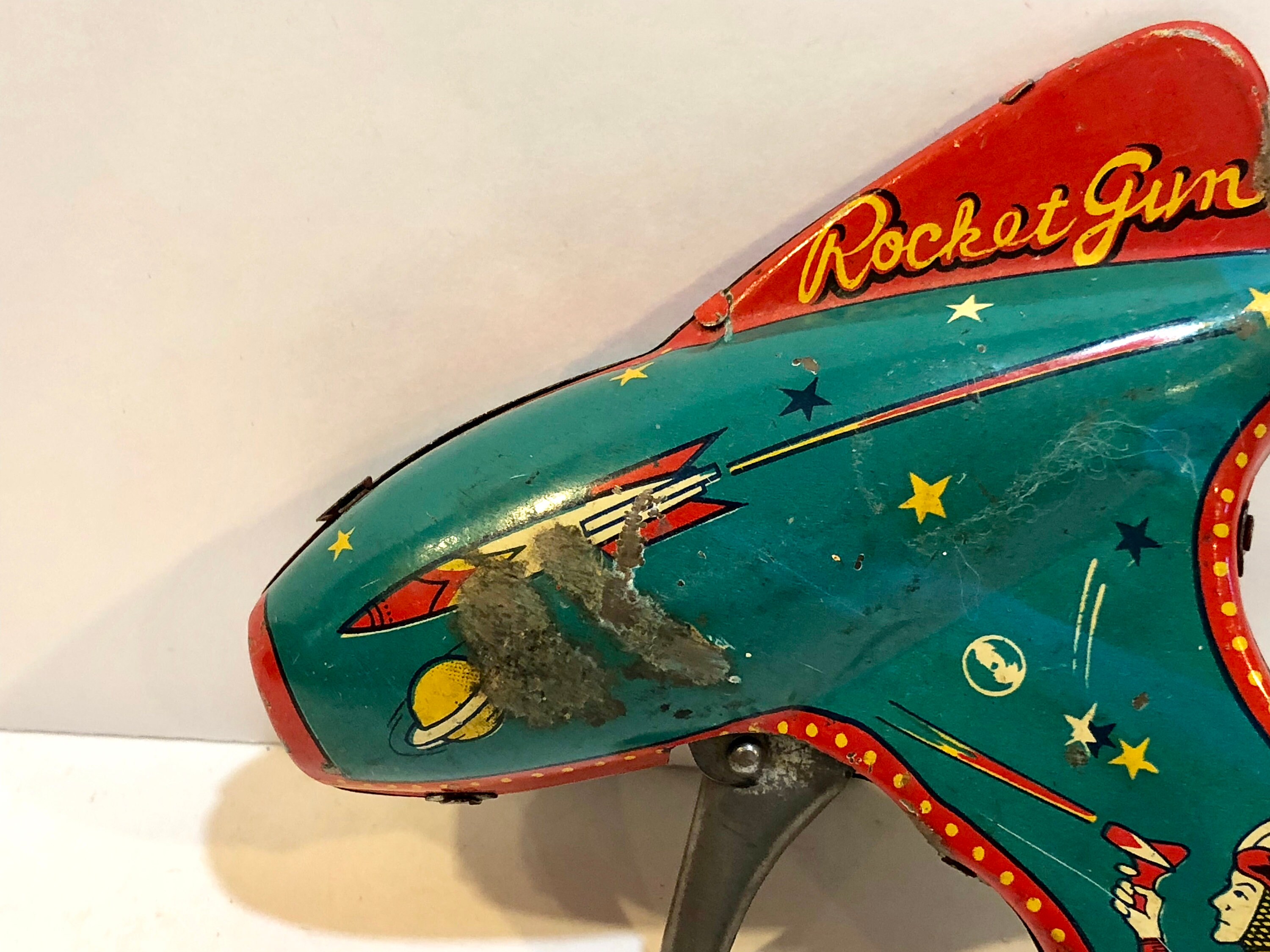 Vintage Space Gun, Tin Toy, Spaceman Ray Gun, 1960s Nomura TN  display picture 1