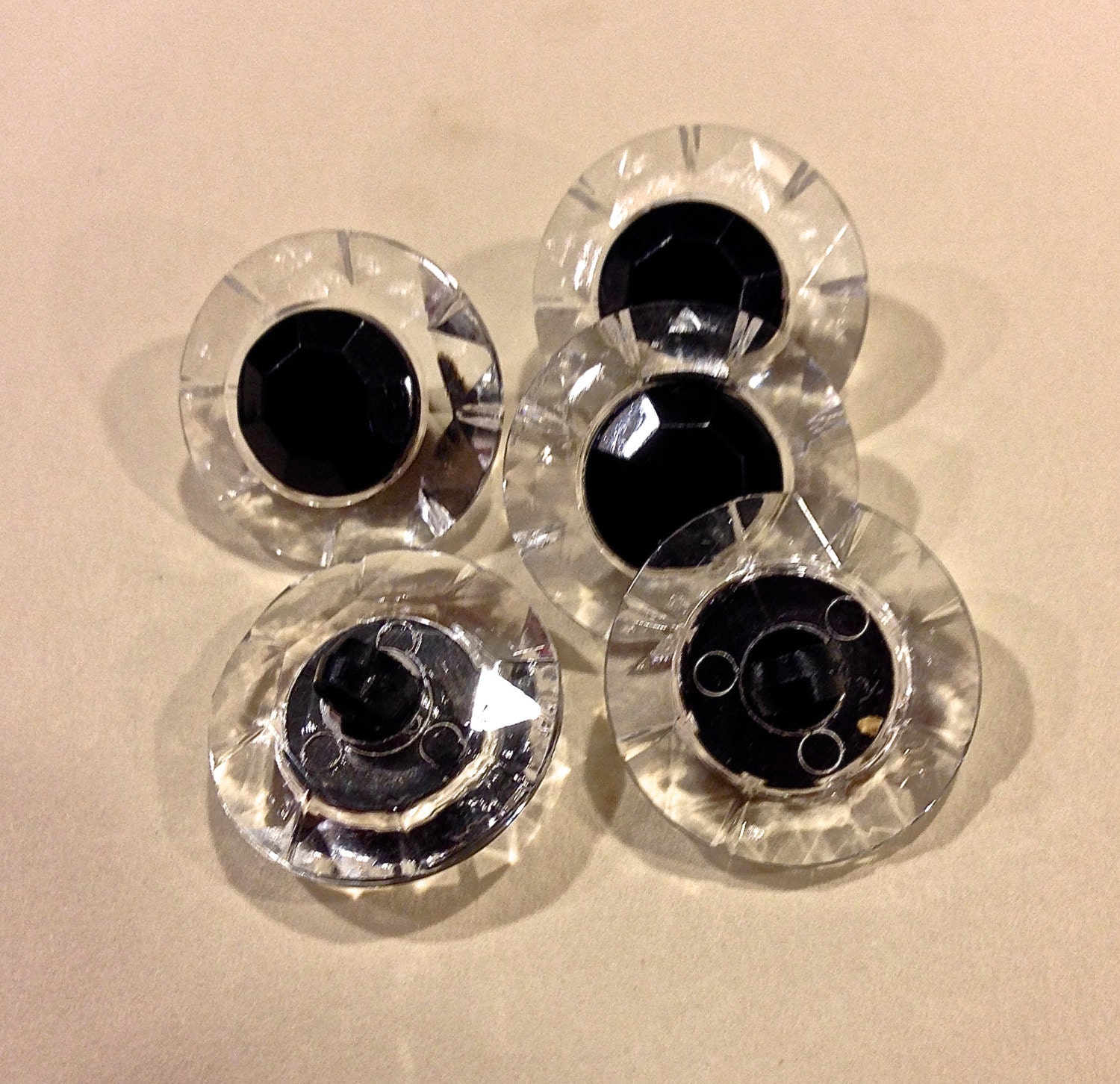 Vintage LUCITE Buttons reverse carved button clear lucite | Etsy