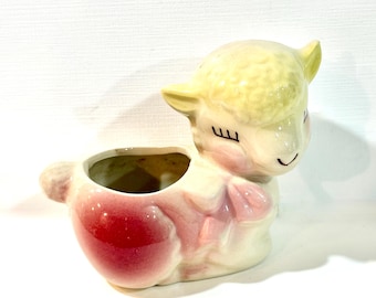 Lamb Planter, Shawnee Pottery, Anthropomorphic Nursery Planter, Baby Gift, USA