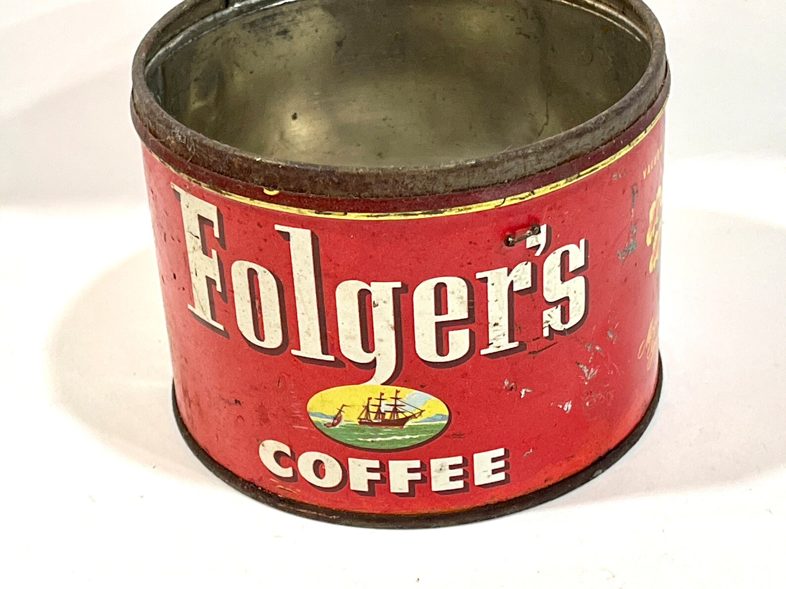 Vintage Folgers Coffee Can Tin Half Pound Can Mountain Etsy