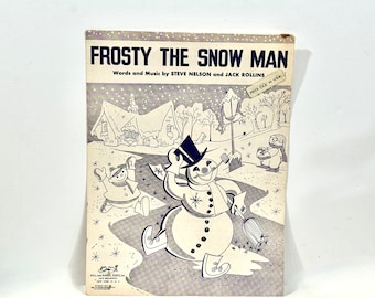 Vintage 1950s Frosty the Snow Man, Sheet Music, Steve Nelson, Jack Rollins, Mid Century Holiday, Music Ephemera