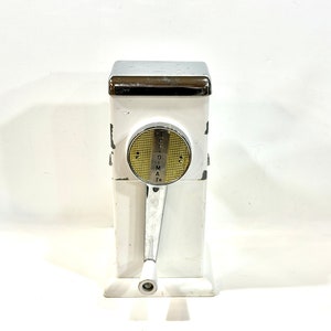 Vintage Bar Ware, Ice Crusher, Hand Crank, ICE-O-MAT White Chrome, Metal and Plastic, Mid Century 1950s, Wall Mount, Counter Top, Gift idea