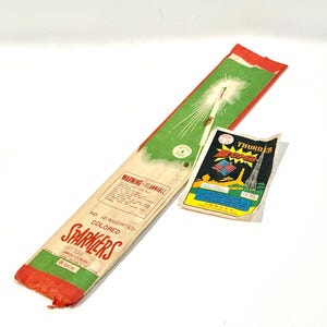 Vaterländischen 4. Juli, Wunderkerzen Paket, LEERE Farbwunderkerzen. Etikett Feuerwerk, Mid Century, 1960er Jahre, Lot von 2, Feuerwerk Ephemera,