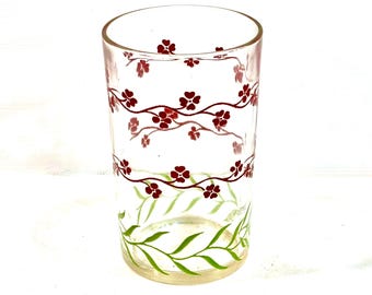 Szklanka do soku Hazel Atlas Forget Me Not Floral, Kraft Swanky Swig z 1948 roku