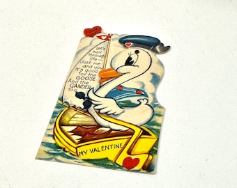 Valentine meccanico degli anni '30, oca antropomorfa, marinaio sulla barca, Bill in movimento, metà anni '40