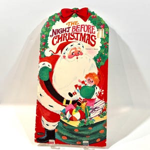 RARE Christmas, Fuzzy Santa Book, Night Before Christmas, Die Cut Book, Mid Century Holiday, 1960s Christmas, Christmas Decor