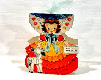 1947 Hallmark Mary had Little Lamb Doll Card, Land of Make Believe Series(NOS)