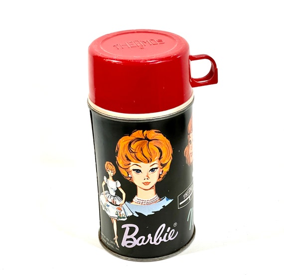 Vintage Barbie Thermos, Mattel 1960s , Barbie Lunchbox, Retro Barbie, Barbie  Doll Collector, Midge, Skipper Thermos, Red and Black 