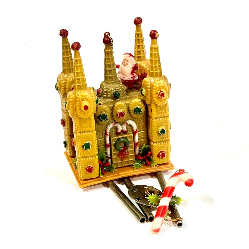 Vintage Christmas, Plastic Wind Chime, Gingerbread Castle, Plastic
