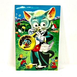 Cartão postal Squeaker, Olhos de plástico ondulantes, Cachorro e baixo, Cartão postal raro, Obras Squeaker, Meados do século 1950, Japão, Cartão postal não utilizado, Ideia para presente