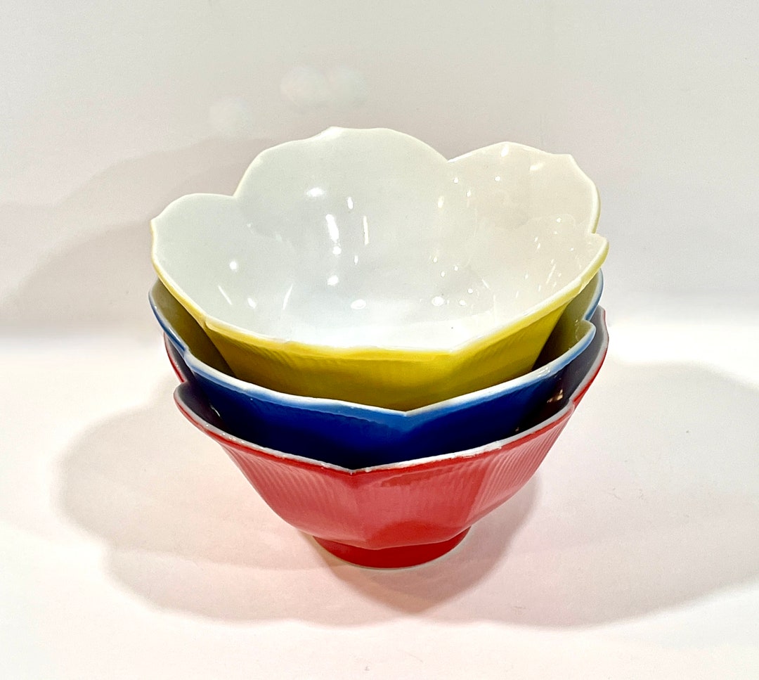 Vintage Lotus Bowls Set of 3 Stacking Bowls Rice Bowl Etsy