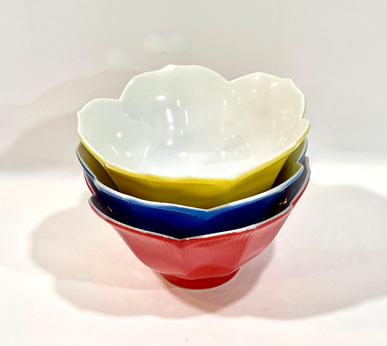 Vintage Lotus Bowls Set of 3 Stacking Bowls Rice Bowl Etsy