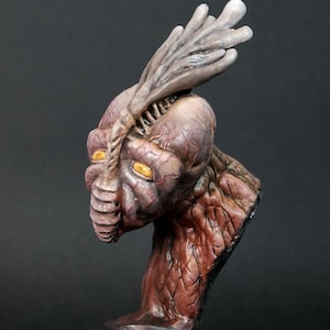 Original Alien Bust Statue, One-of-a-kind No Copies, Hand Painted Polymer Clay Monster Sculpture