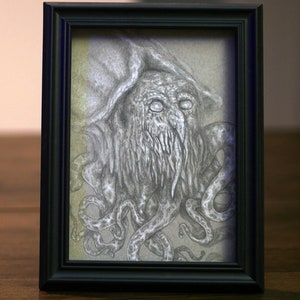 Original Signed Art &quot;Marine Monster&quot; Unique Creature Design Original Wall Art or Table Art, Tentacled Monster Illustration UNFRAMED