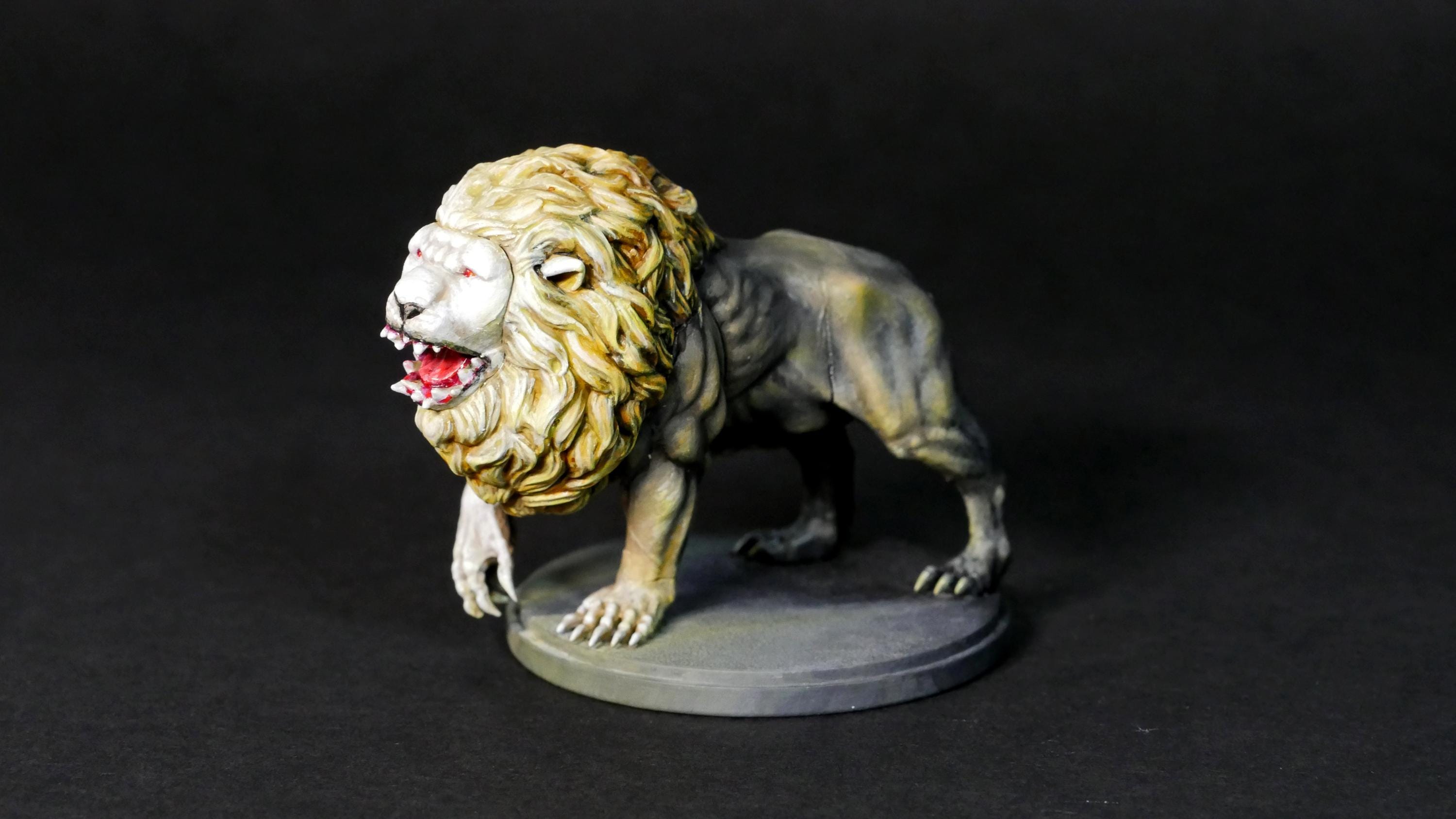 Hand Painted KDM White Lion Miniature - Kingdom Death Boss
