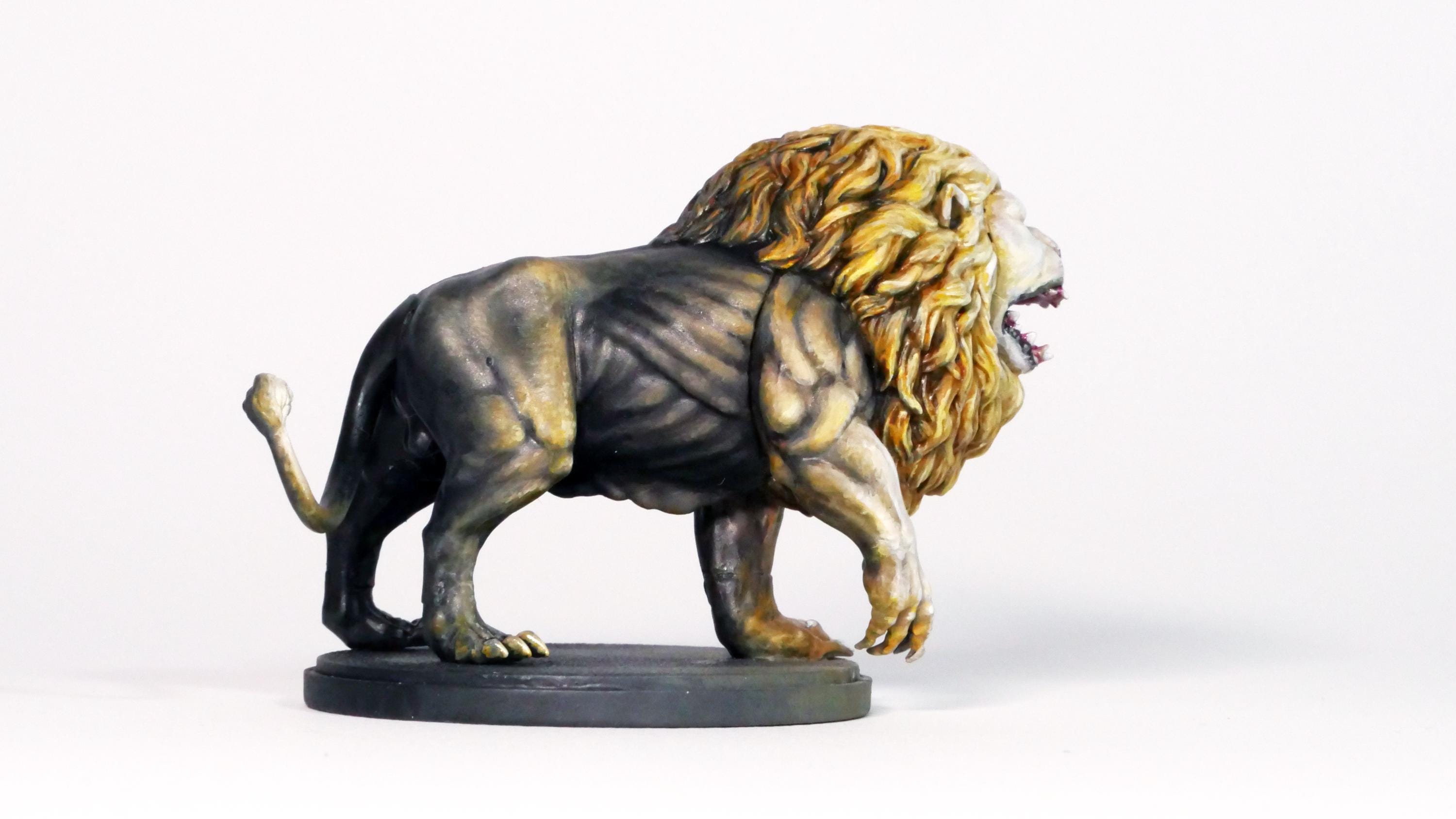 Hand Painted KDM White Lion Miniature - Kingdom Death Boss