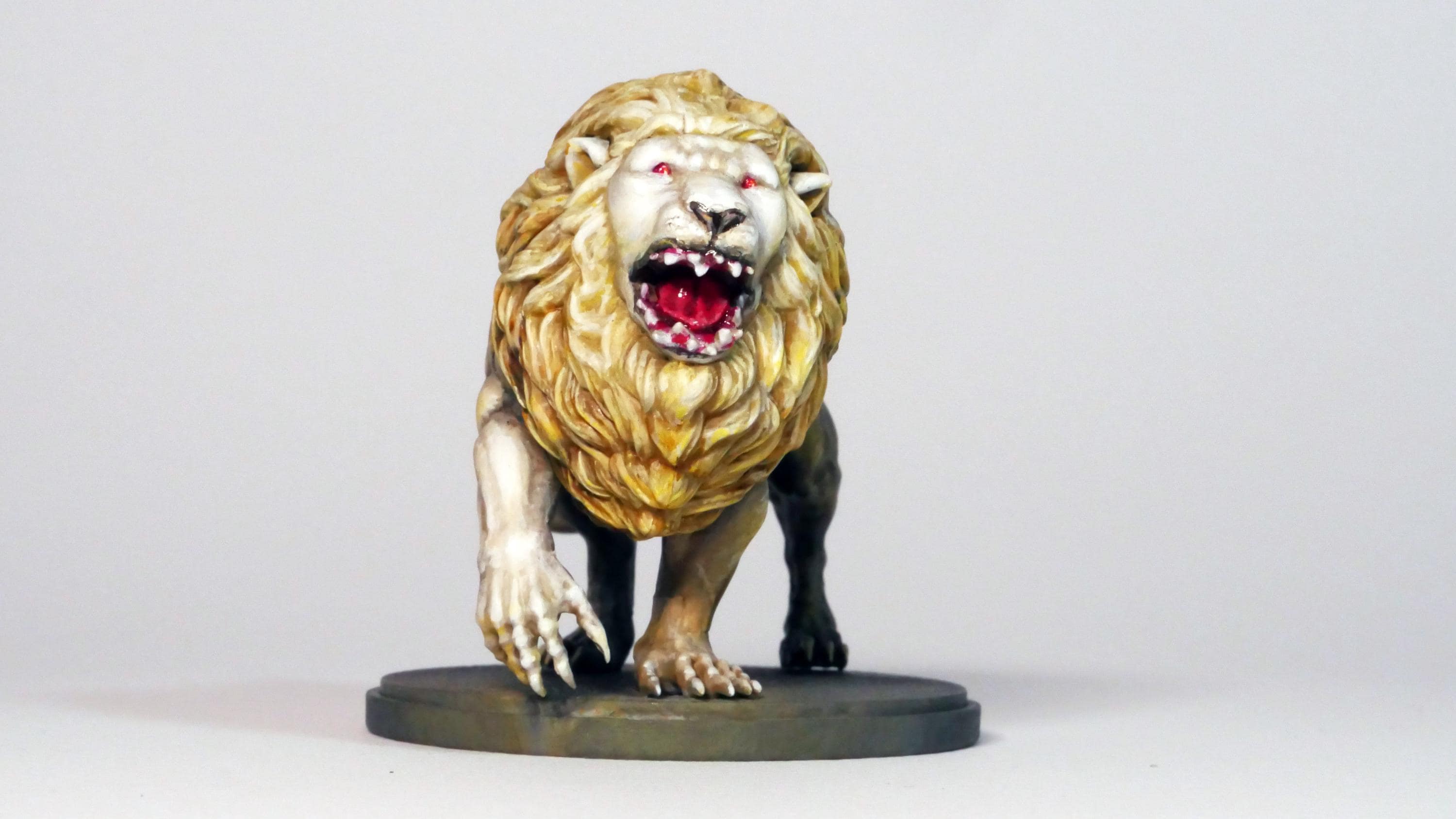 Hand Painted KDM White Lion Miniature - Kingdom Death Boss