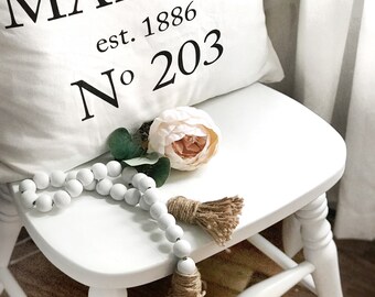 The "Tress" Farmhouse Beads/ Jar Beads/ Natural Wood Bead Garland / Natural Wood Bead Garland/ Double Ended Tassels