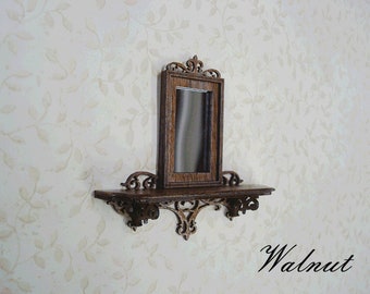 1:12 Scale Dollhouse miniature wall shelf mirror