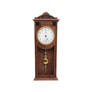 1:12 Scale Dollhouse Miniature Walnut Regulator Clock