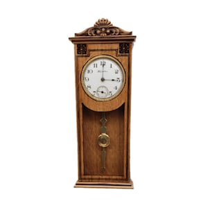 1:12 Scale Dollhouse Miniature Oak Regulator Clock