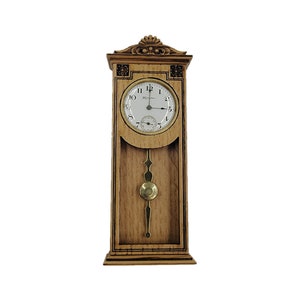 1:12 Scale Dollhouse Miniature Oak Regulator Clock