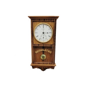 1:12 Scale Dollhouse Miniature Oak Regulator Clock