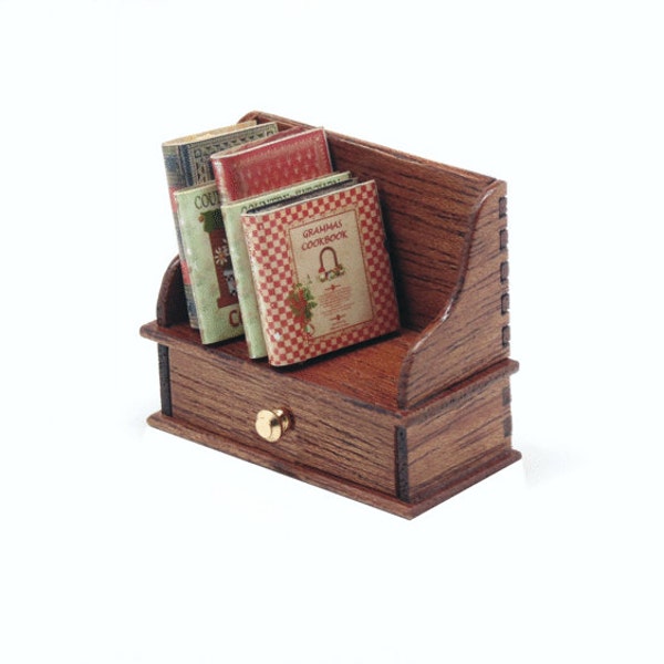 1:12スケール ドールハウス ミニチュア マホガニー クックブック シェルフ