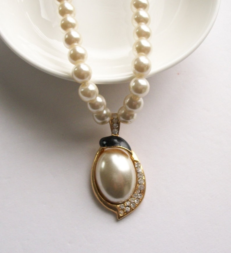SUMMER SALE Pearl Choker Necklace Gold Faux Pearl Necklace Rhinestone Jewelry Gold Necklace Fancy Necklace Pearl Jewelry Vintage Jewelry
