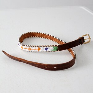 vintage kids western belt, 1950s beaded leather belt image 3