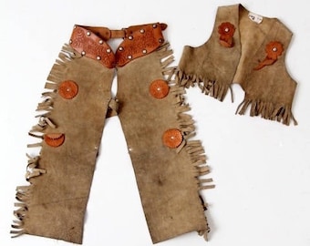 vintage children's western chaps and vest set, Keystone Bros kid's outfit