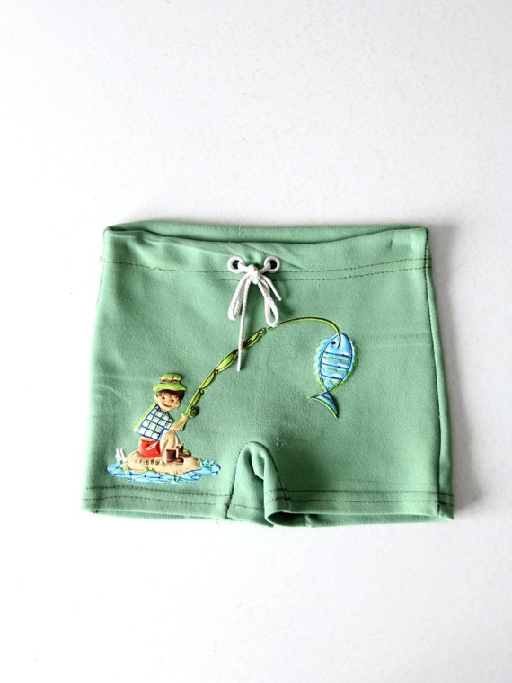 vintage kids swim trunks, boys swimsuit briefs - image 1