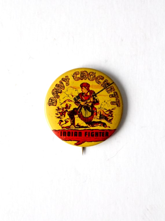 vintage 50s Davy Crockett button pin - image 1