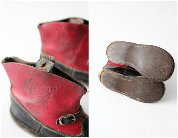 vintage 50s children's western boots, kid's cowbo… - image 5