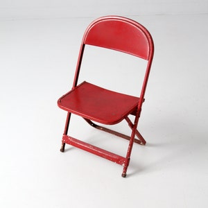 vintage children's chair, red folding chair image 2