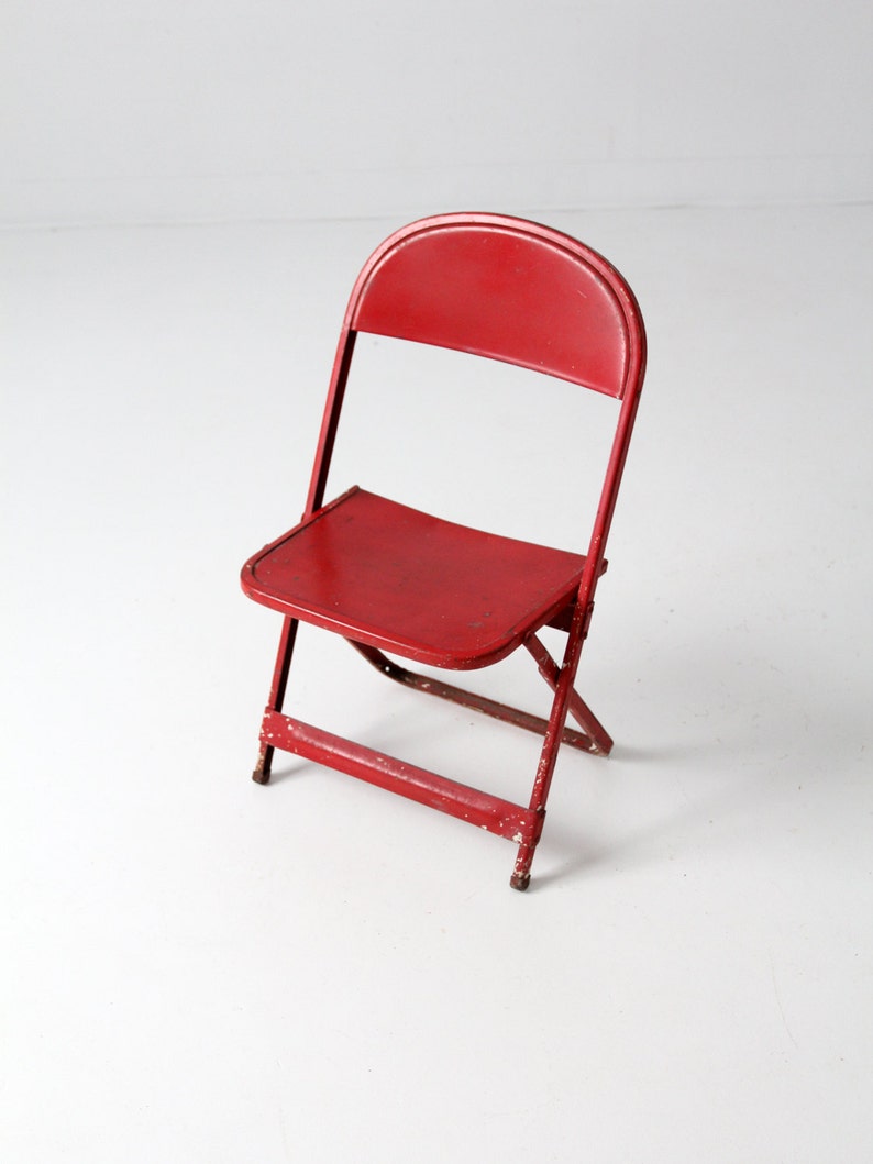vintage children's chair, red folding chair image 2