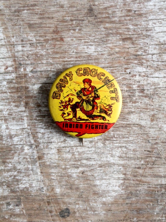 vintage 50s Davy Crockett button pin - image 3